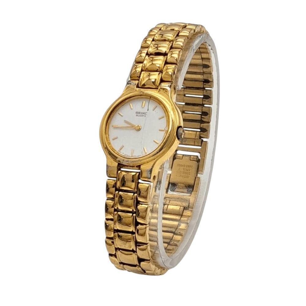 SEIKO Quartz Watch Gold Bracelet Band Round Dial